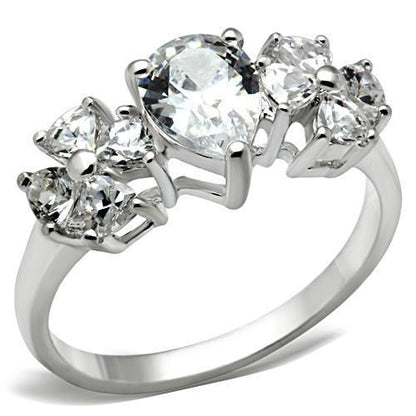 SS057 - Silver 925 Sterling Silver Ring with AAA Grade CZ  in Clear-0