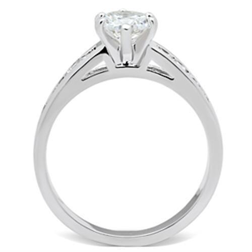 SS058 - Silver 925 Sterling Silver Ring with AAA Grade CZ  in Clear-2