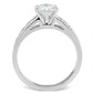 SS058 - Silver 925 Sterling Silver Ring with AAA Grade CZ  in Clear-2