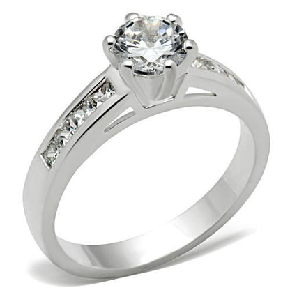 SS058 - Silver 925 Sterling Silver Ring with AAA Grade CZ  in Clear-0