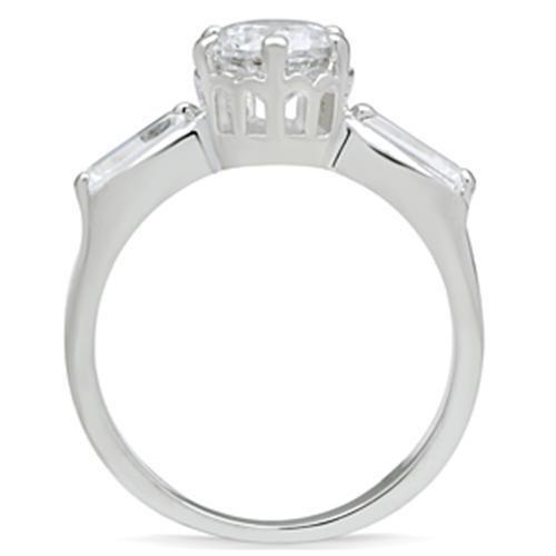 SS060 - Silver 925 Sterling Silver Ring with AAA Grade CZ  in Clear-2
