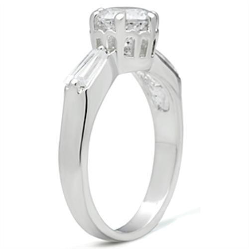 SS060 - Silver 925 Sterling Silver Ring with AAA Grade CZ  in Clear-3