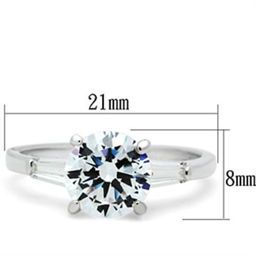 SS061 - Silver 925 Sterling Silver Ring with AAA Grade CZ  in Clear-1