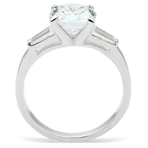 SS061 - Silver 925 Sterling Silver Ring with AAA Grade CZ  in Clear-2
