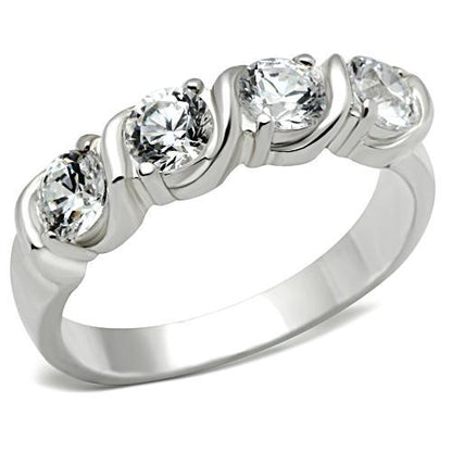 SS063 - Silver 925 Sterling Silver Ring with AAA Grade CZ  in Clear-0