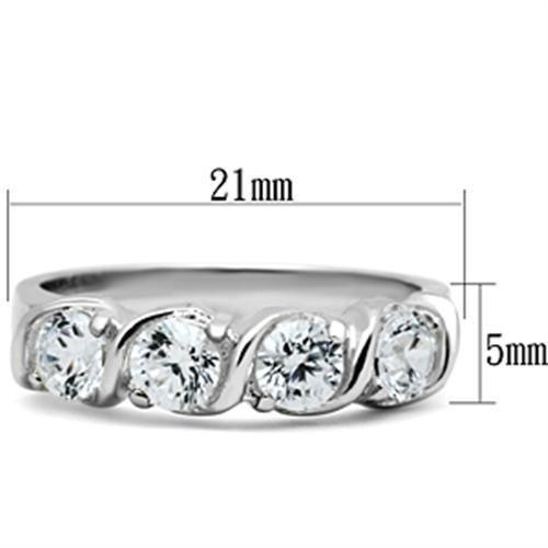 SS063 - Silver 925 Sterling Silver Ring with AAA Grade CZ  in Clear-1