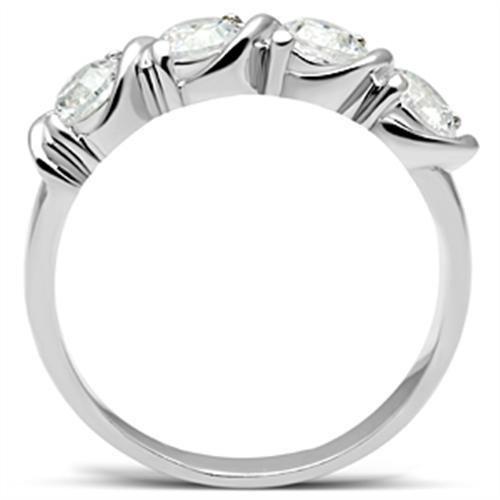 SS063 - Silver 925 Sterling Silver Ring with AAA Grade CZ  in Clear-2
