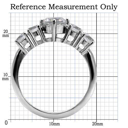TK003 - High polished (no plating) Stainless Steel Ring with AAA Grade CZ  in Clear-1