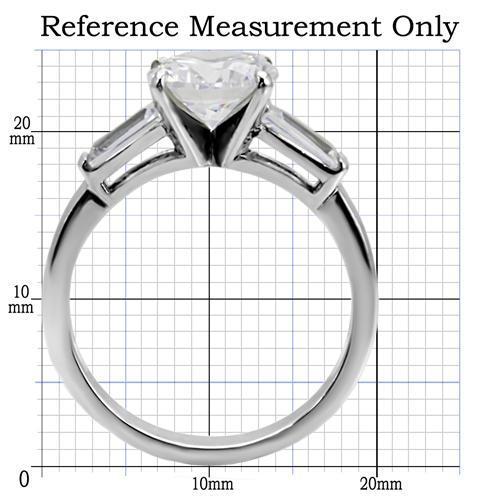 TK005 - High polished (no plating) Stainless Steel Ring with AAA Grade CZ  in Clear-1