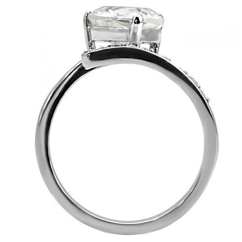 TK009 - High-Polished Stainless Steel Ring with AAA Grade CZ  in Clear-3