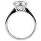 TK013 - High polished (no plating) Stainless Steel Ring with AAA Grade CZ  in Clear-3