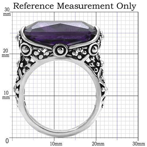 TK015 - High polished (no plating) Stainless Steel Ring with AAA Grade CZ  in Amethyst-1