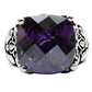 TK016 - High polished (no plating) Stainless Steel Ring with AAA Grade CZ  in Amethyst-2