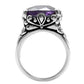 TK016 - High polished (no plating) Stainless Steel Ring with AAA Grade CZ  in Amethyst-3