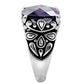 TK016 - High polished (no plating) Stainless Steel Ring with AAA Grade CZ  in Amethyst-4
