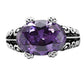 TK017 - High polished (no plating) Stainless Steel Ring with AAA Grade CZ  in Amethyst-2