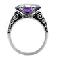 TK017 - High polished (no plating) Stainless Steel Ring with AAA Grade CZ  in Amethyst-3