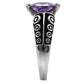 TK017 - High polished (no plating) Stainless Steel Ring with AAA Grade CZ  in Amethyst-4