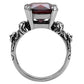 TK018 - High polished (no plating) Stainless Steel Ring with AAA Grade CZ  in Garnet-3