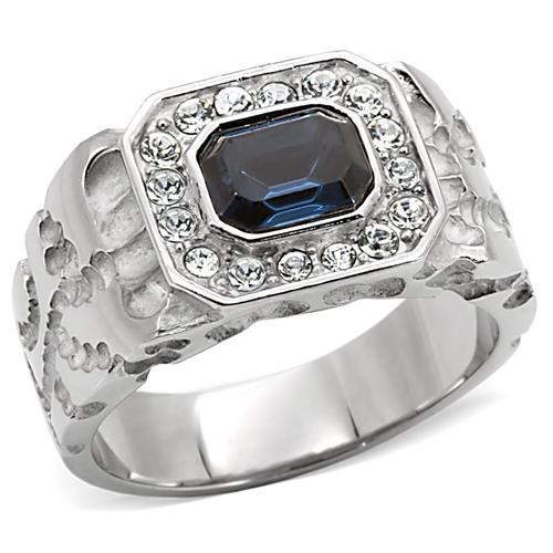 TK02210 - High polished (no plating) Stainless Steel Ring with Top Grade Crystal  in Montana-0