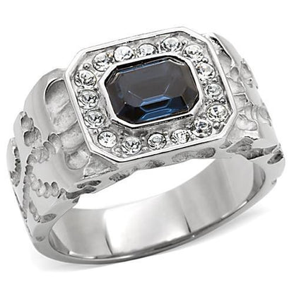 TK02210 - High polished (no plating) Stainless Steel Ring with Top Grade Crystal  in Montana-0