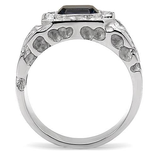 TK02210 - High polished (no plating) Stainless Steel Ring with Top Grade Crystal  in Montana-3