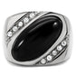 TK02214 - High polished (no plating) Stainless Steel Ring with Semi-Precious Agate in Jet-2