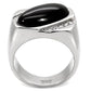 TK02214 - High polished (no plating) Stainless Steel Ring with Semi-Precious Agate in Jet-3