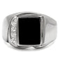 TK02225 - High polished (no plating) Stainless Steel Ring with Semi-Precious Agate in Jet-2