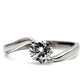 TK023 - High polished (no plating) Stainless Steel Ring with AAA Grade CZ  in Clear-2