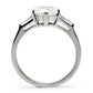 TK027 - High polished (no plating) Stainless Steel Ring with AAA Grade CZ  in Clear-3
