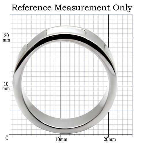 TK043 - High polished (no plating) Stainless Steel Ring with Precious Stone Conch in White-1