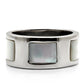 TK043 - High polished (no plating) Stainless Steel Ring with Precious Stone Conch in White-2