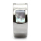 TK043 - High polished (no plating) Stainless Steel Ring with Precious Stone Conch in White-4