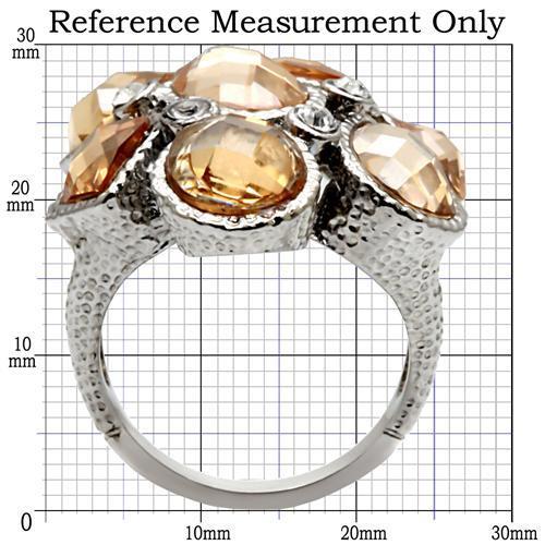 TK044 - High polished (no plating) Stainless Steel Ring with AAA Grade CZ  in Champagne-1