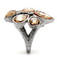 TK044 - High polished (no plating) Stainless Steel Ring with AAA Grade CZ  in Champagne-4