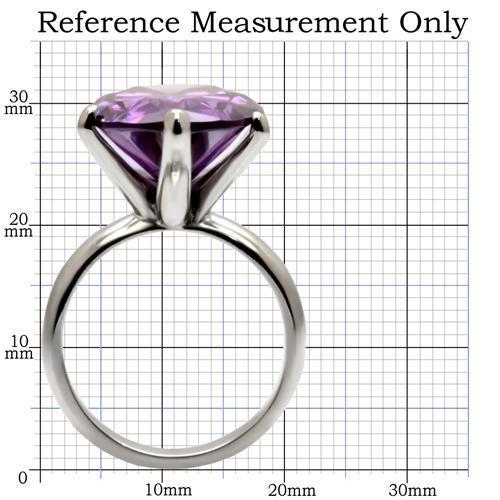 TK045 - High polished (no plating) Stainless Steel Ring with AAA Grade CZ  in Amethyst-1