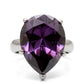 TK045 - High polished (no plating) Stainless Steel Ring with AAA Grade CZ  in Amethyst-2