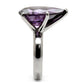 TK045 - High polished (no plating) Stainless Steel Ring with AAA Grade CZ  in Amethyst-4