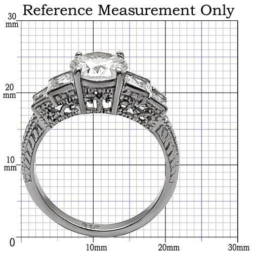 TK057 - High polished (no plating) Stainless Steel Ring with AAA Grade CZ  in Clear-1