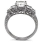 TK057 - High polished (no plating) Stainless Steel Ring with AAA Grade CZ  in Clear-3