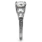TK057 - High polished (no plating) Stainless Steel Ring with AAA Grade CZ  in Clear-4
