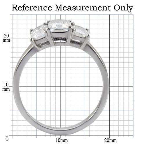TK058 - High polished (no plating) Stainless Steel Ring with AAA Grade CZ  in Clear-1