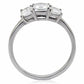TK058 - High polished (no plating) Stainless Steel Ring with AAA Grade CZ  in Clear-3