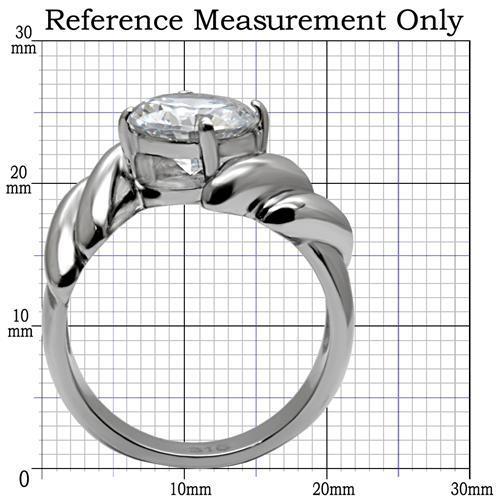 TK060 - High polished (no plating) Stainless Steel Ring with AAA Grade CZ  in Clear-1