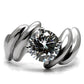 TK060 - High polished (no plating) Stainless Steel Ring with AAA Grade CZ  in Clear-2