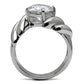 TK060 - High polished (no plating) Stainless Steel Ring with AAA Grade CZ  in Clear-3