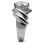 TK060 - High polished (no plating) Stainless Steel Ring with AAA Grade CZ  in Clear-4