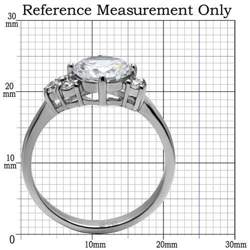 TK062 - High polished (no plating) Stainless Steel Ring with AAA Grade CZ  in Clear-1