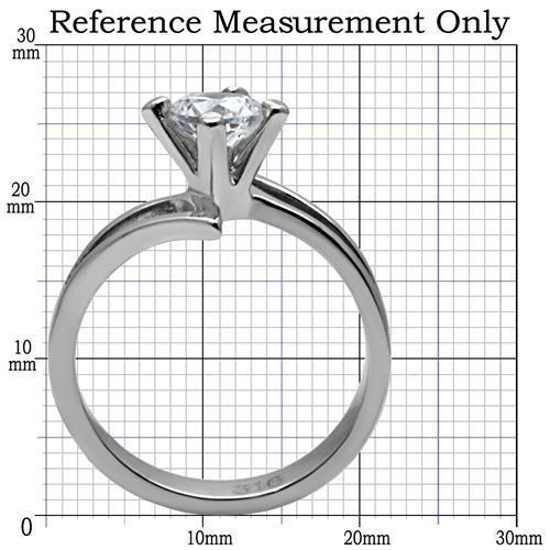 TK063 - High polished (no plating) Stainless Steel Ring with AAA Grade CZ  in Clear-1